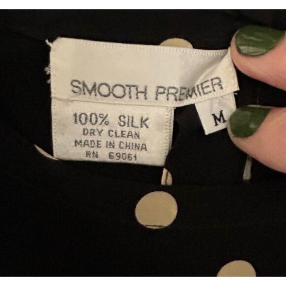 Vintage Smooth Premier Women's Silk Black Polka Dot Short Sleeve Blouse-Size Med - Picture 4 of 4